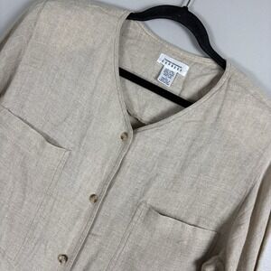 Express Compagnie Internationale Womens‎ Large Beige 100% Linen Cardigan Sweater